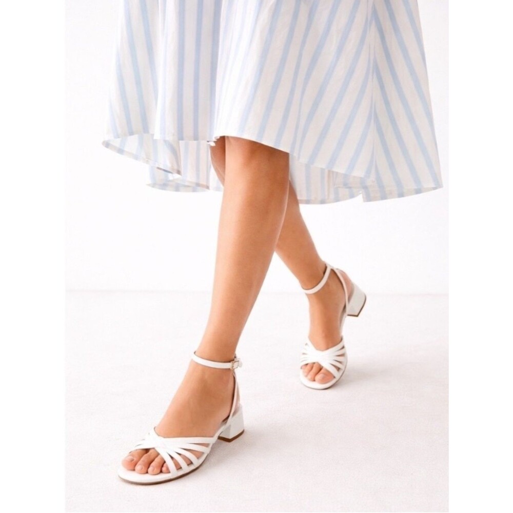 New Lk Bennett Aleah White Leather Strappy Sandals in White Size 36 / US 6